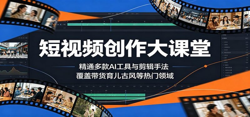 短视频创作大课堂:精通多款AI工具与剪辑手法,覆盖带货、育儿、古风等热门领域-初遇资源网