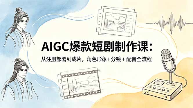 AIGC爆款短剧制作课:从注册部署到成片,角色形象+分镜+配音全流程-初遇资源网