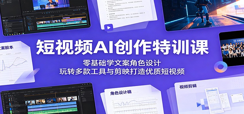 【福缘网创】短视频AI创作特训课：零基础学文案角色设计，玩转多款工具与剪映打造优质短视频 - 初遇资源网