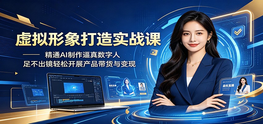 【福缘网创】虚拟形象打造实战课：精通AI制作逼真数字人，足不出镜轻松开展产品带货与变现 - 初遇资源网