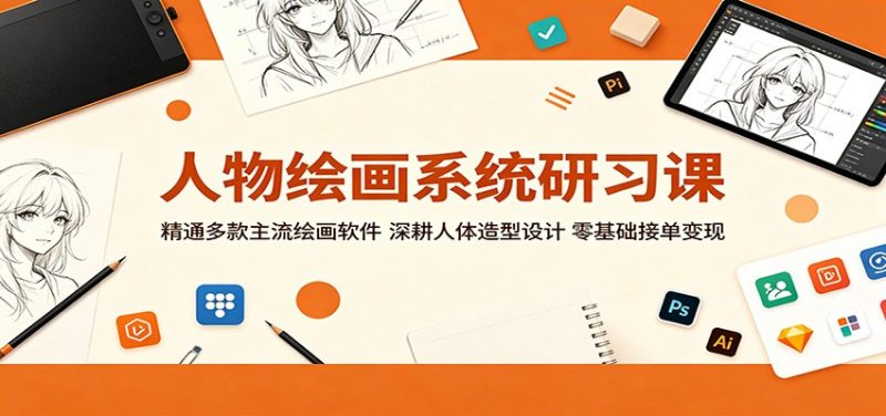 人物绘画系统研习课:精通多款主流绘画软件,深耕人体造型设计,零基础接单变现-初遇资源网