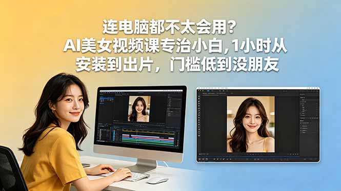 连电脑都不太会用?AI美女视频课专治小白,1小时从安装到出片,门槛低到没朋友-初遇资源网