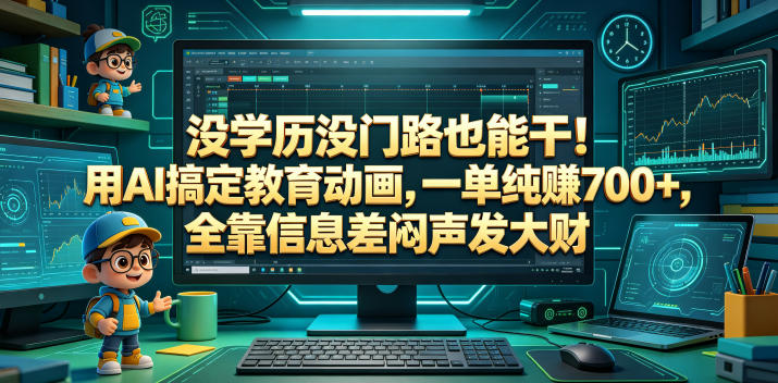 没学历没门路也能干!用AI搞定教育动画,一单纯賺700+,全靠信息差闷声发大财-初遇资源网