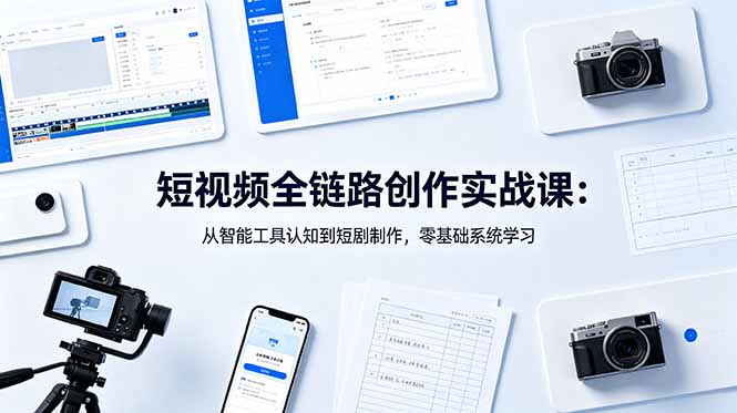短视频全链路创作实战课：从智能工具认知到短剧制作，零基础系统学习-初遇资源网