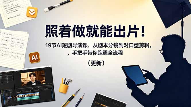 照着做就能出片!19节AI短剧导演课,从剧本分镜到对口型剪辑,手把手带你跑通全流程(更新)-初遇资源网