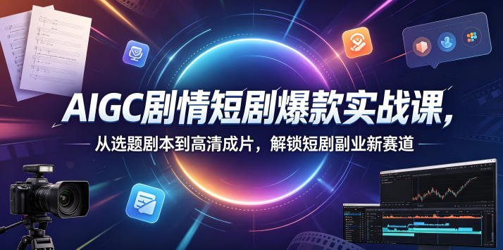 AIGC剧情短剧爆款实战课,从选题剧本到高清成片,解锁短剧副业新赛道-初遇资源网