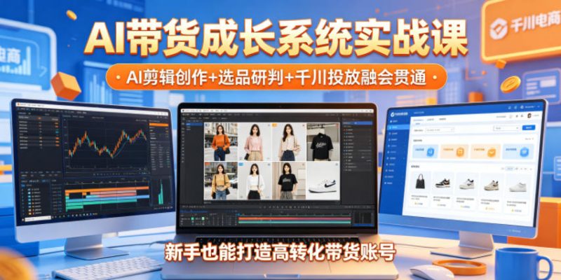 AI带货成长系统实战课,AI剪辑创作+选品研判+千川投放融会贯通,新手也能打造高转化带货账号(更新2026年)-初遇资源网