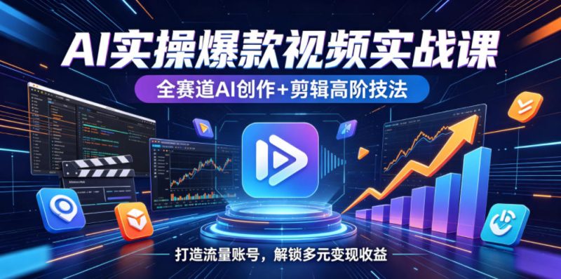 AI实操爆款视频实战课,全赛道AI创作+剪辑高阶技法,打造流量账号,解锁多元变现收益-初遇资源网