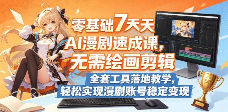零基础7天AI漫剧速成课，无需绘画剪辑，全套工具落地教学，轻松实现漫剧账号稳定变现-初遇资源网