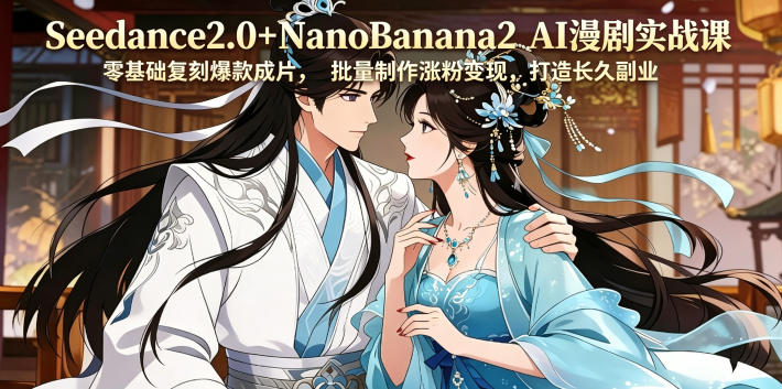 Seedance2.0+NanoBanana2 AI漫剧实战课，零基础复刻爆款成片涨粉变现，打造长久副业收益-初遇资源网