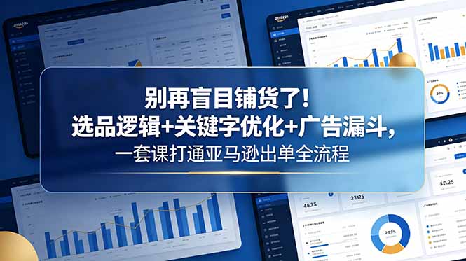 别再盲目铺货了!选品逻辑+关键字优化+广告漏斗,一套课打通亚马逊出单全流程-初遇资源网