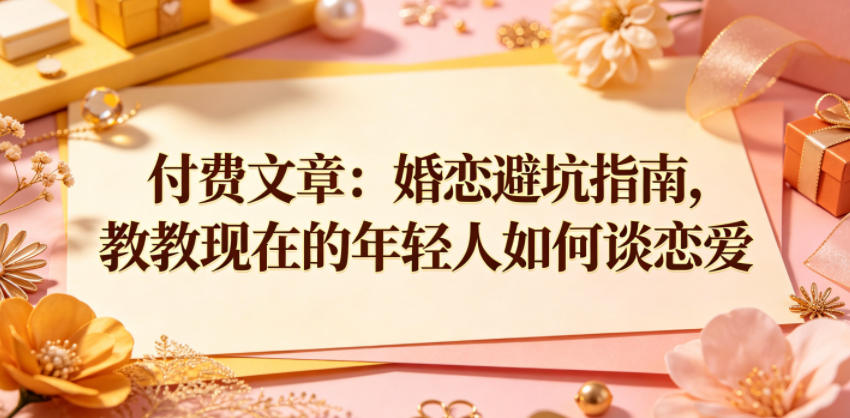【冒泡网】付费文章：婚恋避坑指南，教教现在的年轻人如何谈恋爱 - 初遇资源网