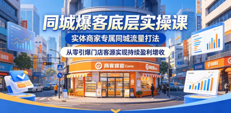 同城爆客底层实操课,实体商家专属同城流量打法,从零引爆门店客源实现持续盈利增收-初遇资源网