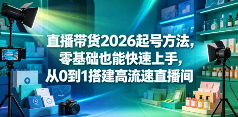 直播带货2026起号方法,零基础也能快速上手,从0到1搭建高流速直播间-初遇资源网