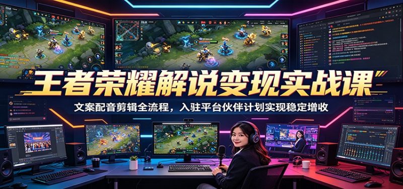 王者荣耀解说变现实战课：文案配音剪辑全流程，入驻平台伙伴计划实现稳定增收-初遇资源网