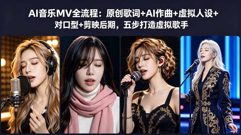 AI音乐MV全流程：原创歌词+AI作曲+虚拟人设+对口型+剪映后期，五步打造虚拟歌手-初遇资源网