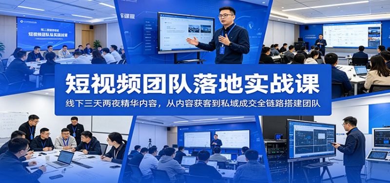 短视频团队落地实战课:线下三天两夜精华内容,从内容获客到私域成交全链路搭建团队-初遇资源网