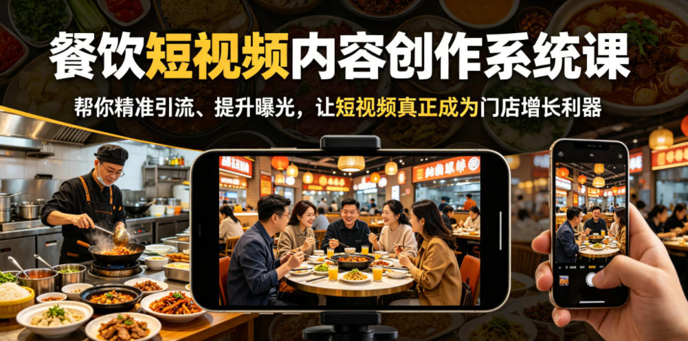 【冒泡网】餐饮短视频内容创作系统课，帮你精准引流、提升曝光，让短视频真正成为门店增长利器 - 初遇资源网