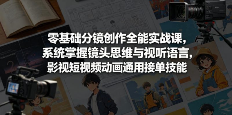 零基础分镜创作全能实战课,系统掌握镜头思维与视听语言,影视短视频动画通用接单技能-初遇资源网