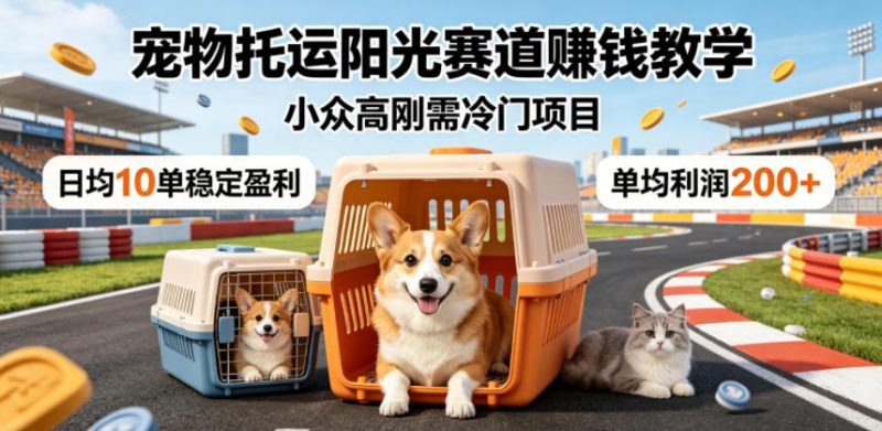 宠物托运阳光赛道賺钱教学,小众高刚需冷门项目,日均10单稳定盈利,单均利润200+-初遇资源网