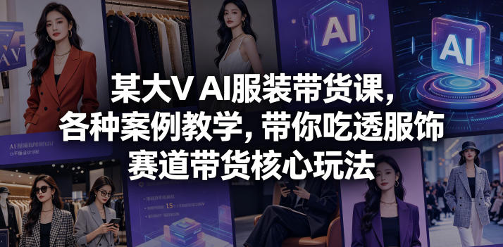 某大V AI服装带货课,各种案例教学,带你吃透服饰赛道带货核心玩法-初遇资源网
