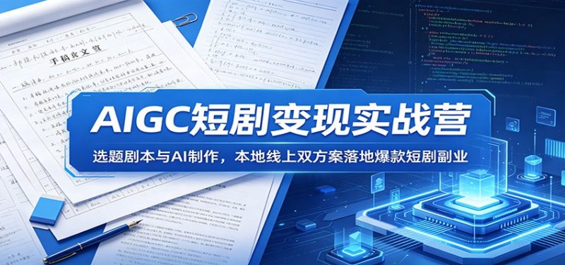 AIGC短剧变现实战营：选题剧本与AI制作，本地线上双方案落地爆款短剧副业-初遇资源网