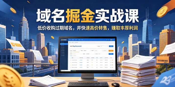 域名交易掘金实战课，低价收购过期域名，并快速高价转售，賺取丰厚利润【原创双语字幕】-初遇资源网