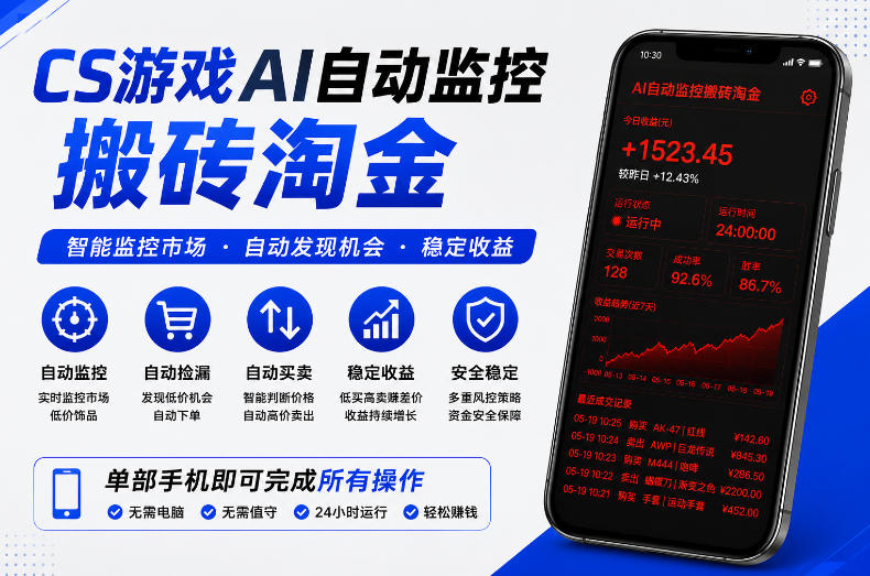 CS游戏AI自动监控搬砖淘金，稳定运行多年，支持任何形式验证，日入300+-初遇资源网