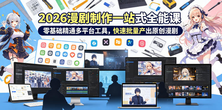 2026 AI漫剧制作一站式全能课,零基础精通多平台工具,快速批量产出原创漫剧-初遇资源网