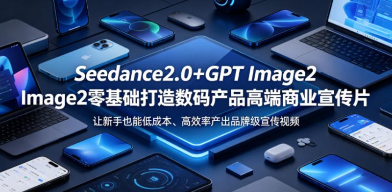 Seedance2.0+GPT Image2零基础打造数码产品高端商业宣传片,让新手也能低成本、高效率产出品牌级宣传视频-初遇资源网
