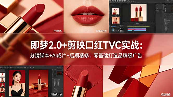 即梦2.0+剪映口红TVC实战:分镜脚本+AI成片+后期精修,零基础打造品牌级广告-初遇资源网