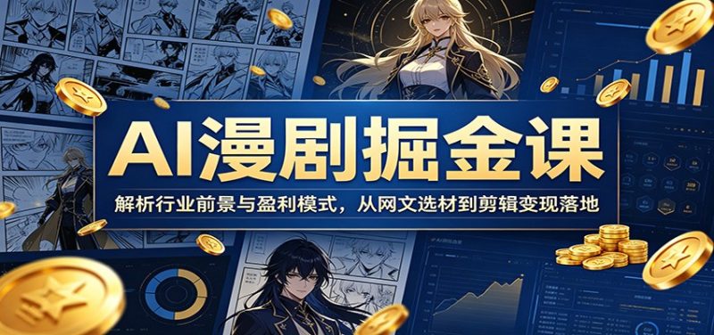 AI漫剧掘金课:解析行业前景与盈利模式,从网文选材到剪辑变现落地-初遇资源网