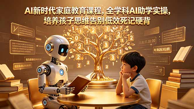 AI新时代家庭教育课程，全学科AI助学实操，培养孩子思维告别低效死记硬背-初遇资源网