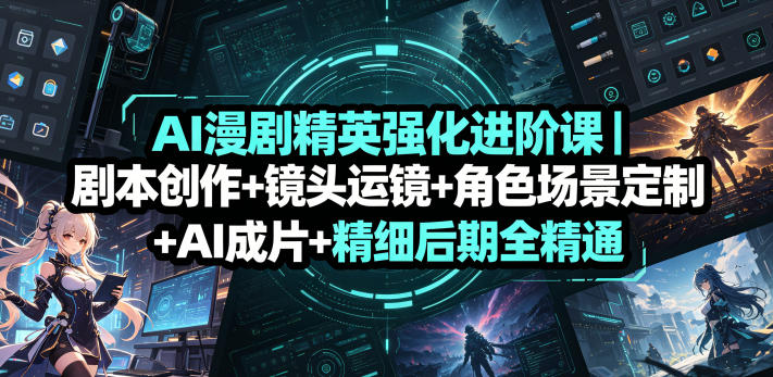AI漫剧精英强化进阶课|剧本创作+镜头运镜+角色场景定制+AI成片+精细后期全精通-初遇资源网