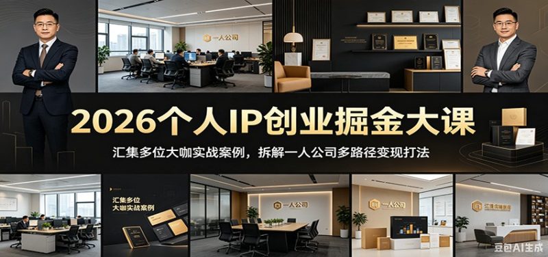 2026个人IP创业掘金大课:汇集多位大咖实战案例,拆解一人公司多路径变现打法-初遇资源网