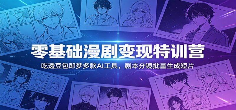 零基础漫剧变现特训营:吃透豆包即梦多款AI工具,剧本分镜批量生成短片-初遇资源网