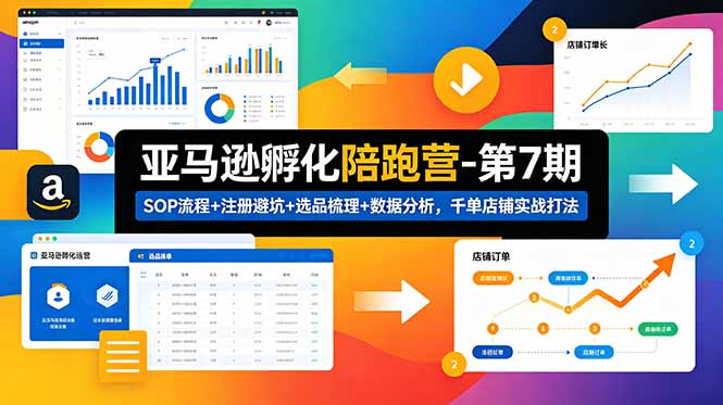 亚马逊孵化陪跑营-第7期:SOP流程+注册避坑+选品梳理+数据分析,千单店铺实战打法-初遇资源网