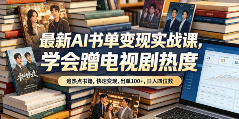 最新AI书单变现实战课,学会蹭电视剧热度,追热点书籍,快速变现,出单100+,日入四位数-初遇资源网