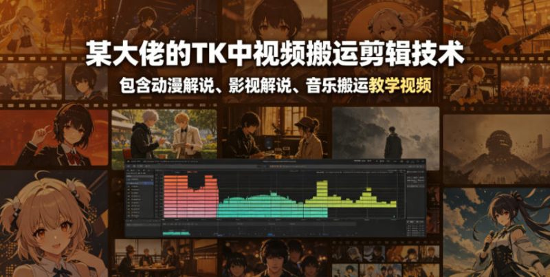 某大佬的TK中视频搬运剪辑技术,包含动漫解说、影视解说、音乐搬运教学视频-初遇资源网
