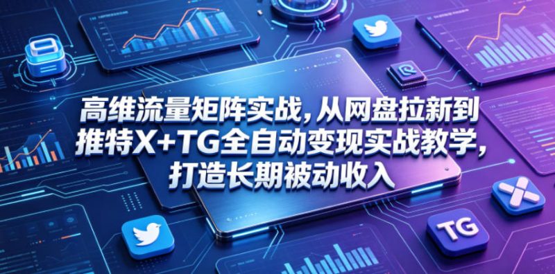 高维流量矩阵实战，从网盘拉新到推特X+TG全自动变现实战教学，打造长期被动收入-初遇资源网