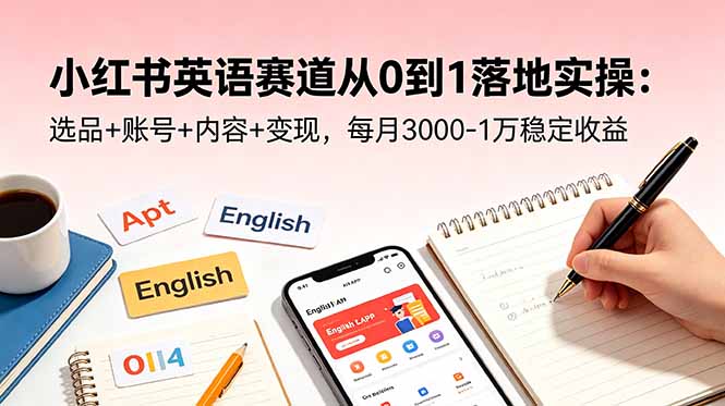 小红书英语赛道从0到1落地实操:选品+账号+内容+变现,每月3000-1万稳定收益-初遇资源网
