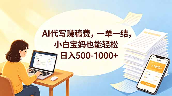 AI代写赚稿费，一单一结，小白宝妈也能轻松日入500-1000+-初遇资源网