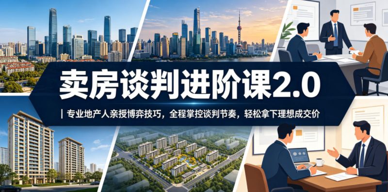 卖房谈判进阶课2.0|专业地产人亲授博弈技巧,全程掌控谈判节奏,轻松拿下理想成交价-初遇资源网