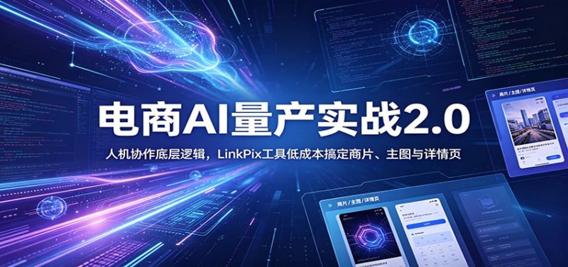 电商人AI量产实战2.0：人机协作底层逻辑，LinkPix工具低成本搞定商片、主图与详情页-初遇资源网