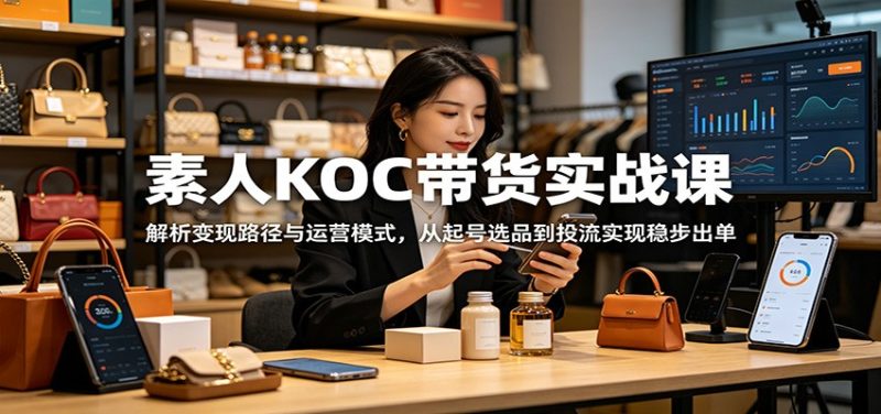 素人KOC带货实战课:解析变现路径与运营模式,从起号选品到投流实现稳步出单-初遇资源网
