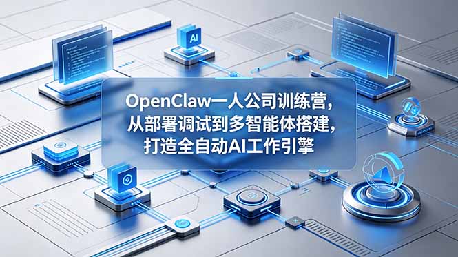 OpenClaw 一人公司训练营,从部署调试到多智能体搭建,打造全自动 AI 工作引擎-初遇资源网
