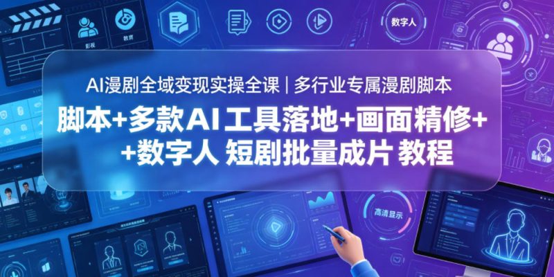 AI漫剧全域变现实操全课|多行业专属漫剧脚本+多款AI工具落地+画面精修+数字人短剧批量成片全教程-初遇资源网