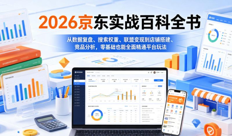 2026京东实战百科全书,从数据复盘、搜索权重、联盟变现到店铺搭建、竞品分析,零基础也能全面精通平台玩法-初遇资源网