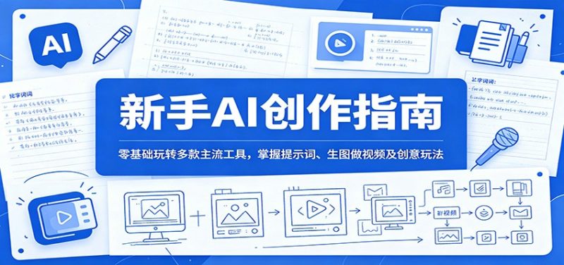 新手AI创作指南：零基础玩转多款主流工具，掌握提示词、生图做视频及创意玩法-初遇资源网