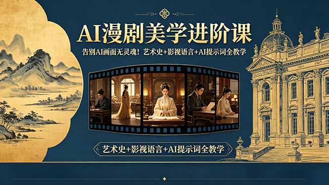 告别AI画面无灵魂!AI漫剧美学进阶课-更新,艺术史+影视语言+AI提示词全教学-初遇资源网